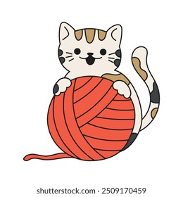 Funny Cat Doodle - Playing Yarn Ball