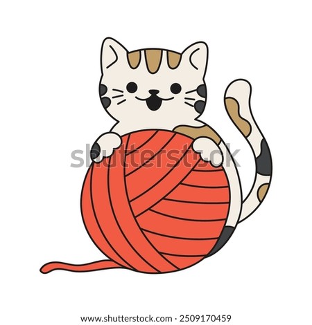 Funny Cat Doodle - Playing Yarn Ball