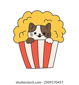 Funny Cat Doodle - Popcorn