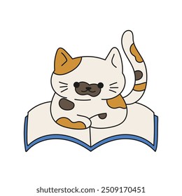 Funny Cat Doodle - Reading Book