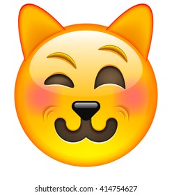 Funny Cat Emoticon. Smile icon. Isolated Vector Illustration on White Background