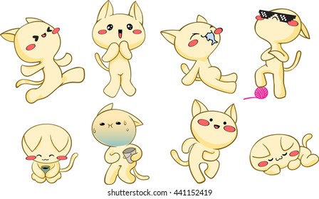 funny cat emotions set