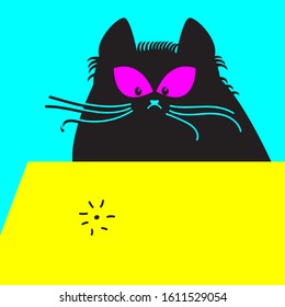 Funny cat face. Cartoon cat character, vector illustration