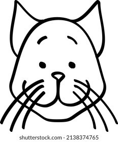 Funny cat face. Hand drawn cut pet