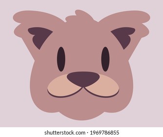 Funny cat face. Pet in flat style