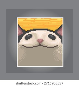 Cara divertida del gato, ilustración del arte del pixel