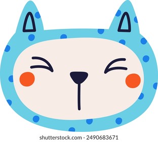 Funny Cat Face Vector Illustration