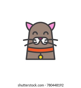 Funny cat filled outline icon, line vector sign, linear colorful pictogram isolated on white. Pet symbol, logo illustration. Pixel perfect vector graphics