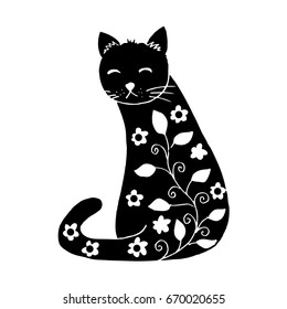 Funny cat with floral