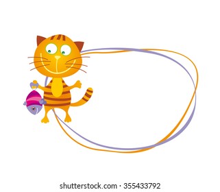 Funny cat. Frame. Vector illustration.