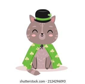 Funny cat in green outfit for St Patrick Day