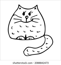 Hunde Katze, handgezeichnet im Doodstyle, schwarz-weiß