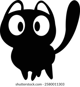 Funny cat icon.Collection of silhouette of funny cats in different poses. Vector illustration isolated on white background. Drawing with children.Halloween damn kittens.Cat is misbehaving and playing.