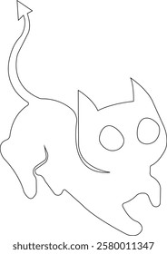 Funny cat icon.Collection of silhouette of funny cats in different poses. Vector illustration isolated on white background. Drawing with children.Halloween damn kittens.Cat is misbehaving and playing.