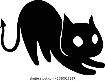 Funny cat icon.Collection of silhouette of funny cats in different poses. Vector illustration isolated on white background. Drawing with children.Halloween damn kittens.Cat is misbehaving and playing.