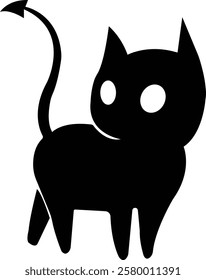 Funny cat icon.Collection of silhouette of funny cats in different poses. Vector illustration isolated on white background. Drawing with children.Halloween damn kittens.Cat is misbehaving and playing.