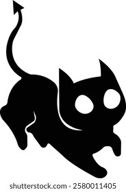 Funny cat icon.Collection of silhouette of funny cats in different poses. Vector illustration isolated on white background. Drawing with children.Halloween damn kittens.Cat is misbehaving and playing.