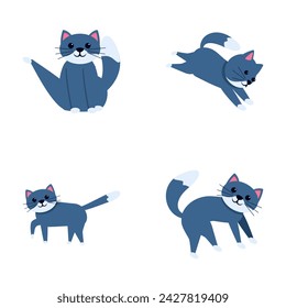 Funny cat icons set cartoon vector. Various cute cartoon cat. Animal, pet