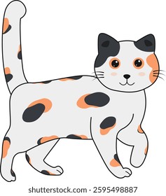 Funny Cat Illustration in Flat Design and Shape. Vector Icon Isolated on White Background.