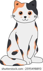 Funny Cat Illustration in Flat Design and Shape. Vector Icon Isolated on White Background.