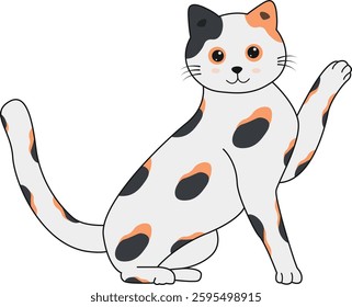 Funny Cat Illustration in Flat Design and Shape. Vector Icon Isolated on White Background.