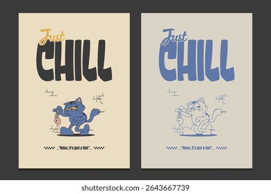 funny cat illustration in retro style, perfect for t-shirts or posters, vector illustration