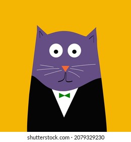 Funny cat in a jacket. Vector 