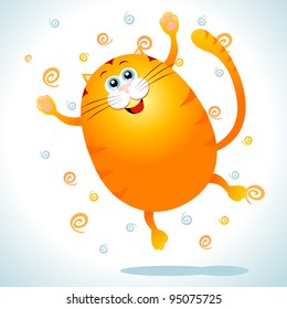 Funny cat jumping, vector illustration
