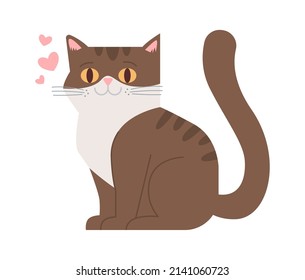 Funny Cat in Love. Vector illustration