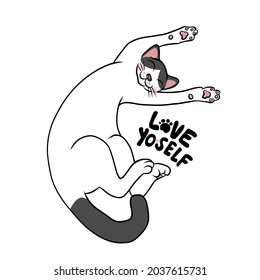 Funny cat love yo-self cartoon vector illustration