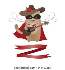 Funny cat macho Valentine. Vector romantic greeting card
