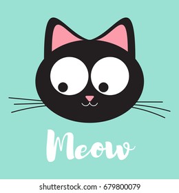 Funny cat meow vector illustration