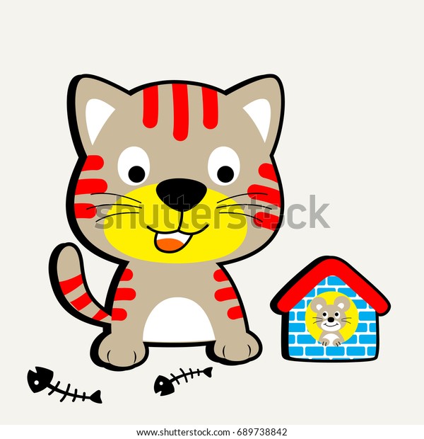 Download Funny Cat Mice Two Best Friend Stock Vector (Royalty Free ...