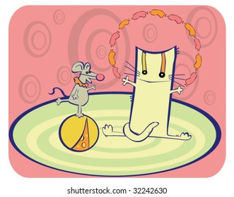 Funny cat and mouse in vector