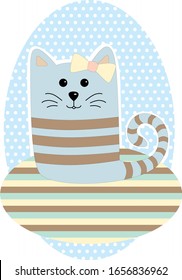 funny cat on a geometric background. Vector graphics