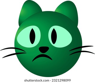 Funny cat on a white background, children's drawing.