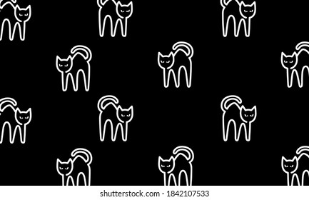 funny cat pattern illustration black