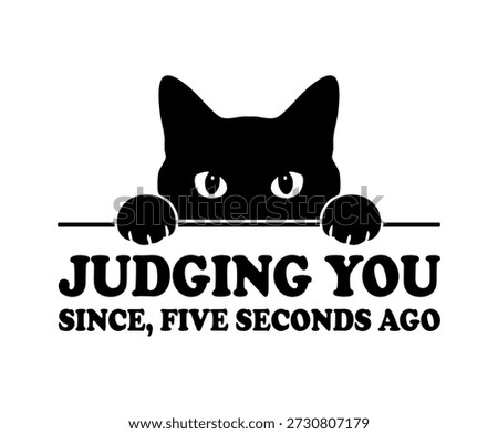 Funny cat peeking over line judging you since five seconds ago