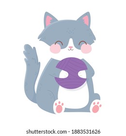 lustige Katze, die auf weißem Hintergrund spielt, Vektorgrafik