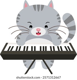 Funny cat playing the piano