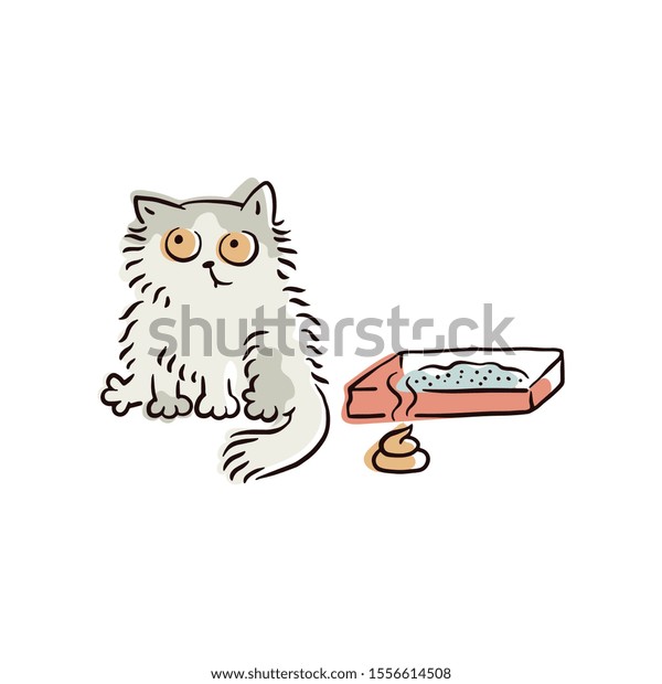 Funny Cat Pooped On Floor Instead Stock Vector Royalty Free