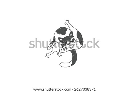 Funny Cat Poses, Ugly Comic Hand Drawn Sketches