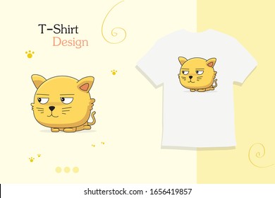 funny cat, Print on T-Shirt, sweatshirts, cases for mobile Phones, Souvenirs. Vector Ilustration