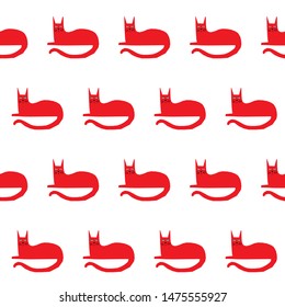 Funny cat  seamless pattern. Abstract cute childihs craft cat illustration for design birthday card, bag print, pet shop advertising, veterinary clinic poster, kids room etc.
