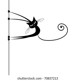 Funny cat silhouette black for your design