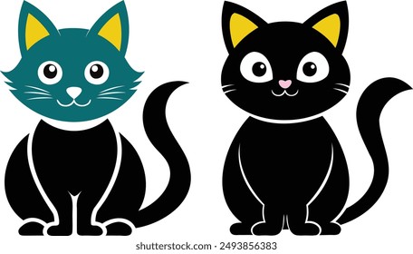 Funny Cat silhouette vector set image art illustration