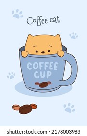 Funny cat sitting in a coffee cup