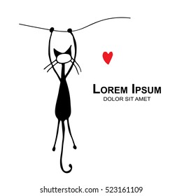 Funny cat, sketch for your design