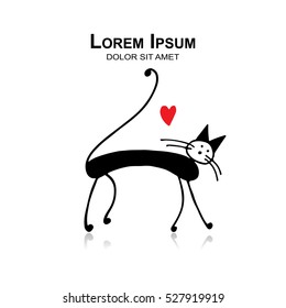 Funny cat, sketch for your design