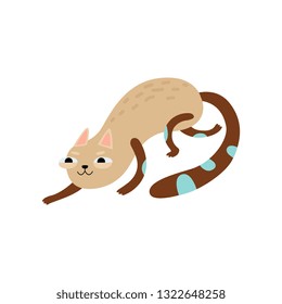 Funny Cat Sneaking, Cute Animal Pet Character Vector Illustration